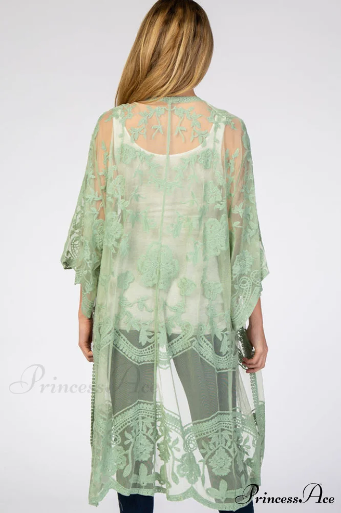 Hollow Out Lace Charming Kimono Cover Up - Image 38