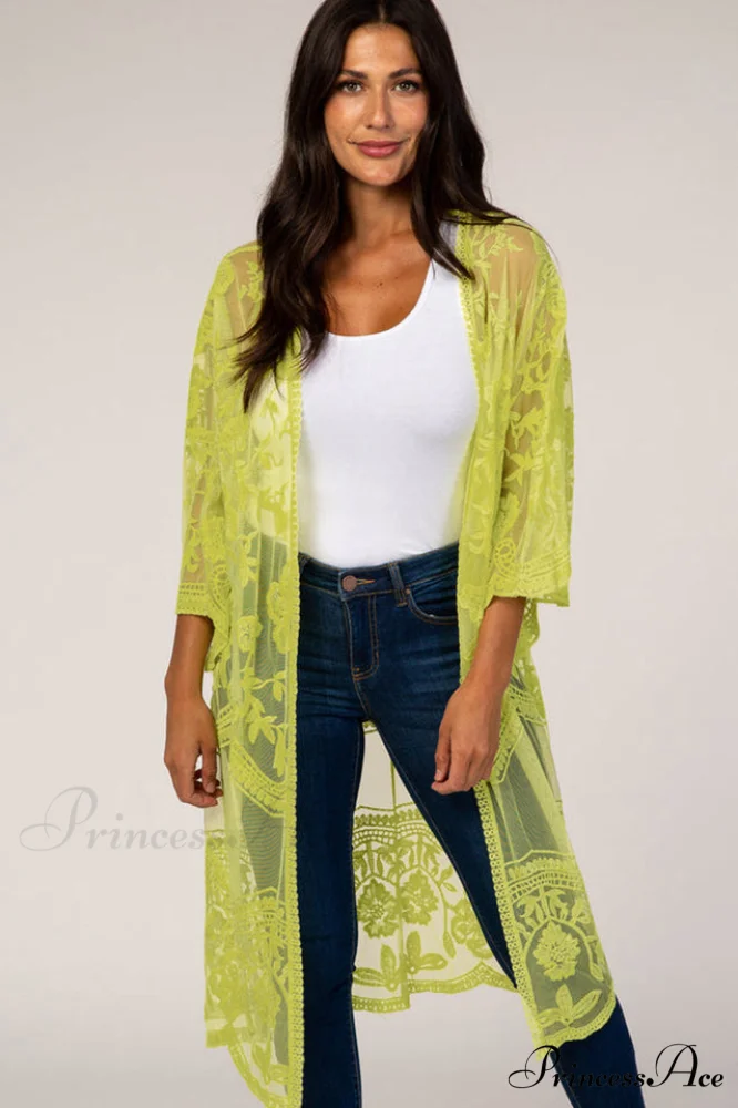 Hollow Out Lace Charming Kimono Cover Up - Image 39
