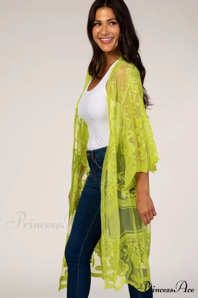 Hollow Out Lace Charming Kimono Cover Up - Image 40