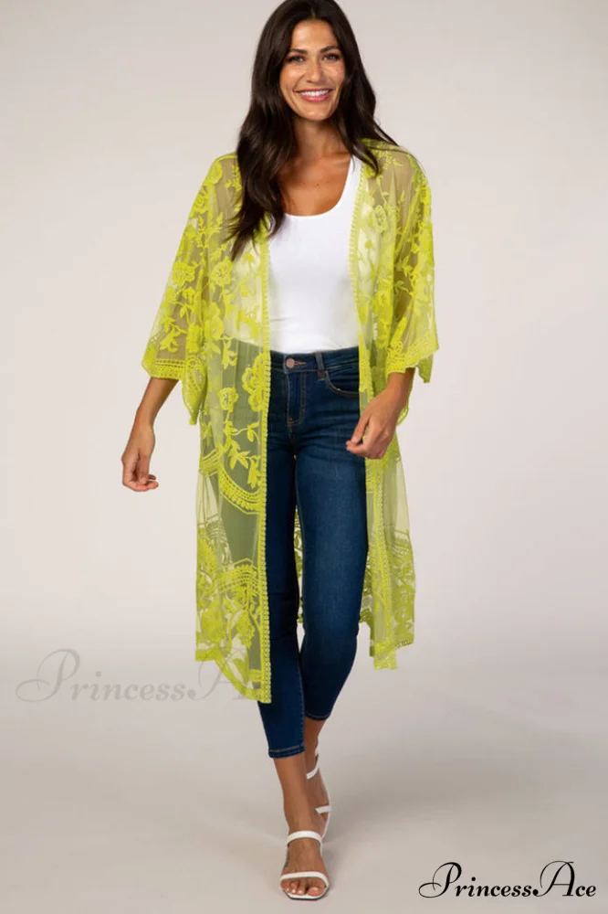 Hollow Out Lace Charming Kimono Cover Up - Image 42