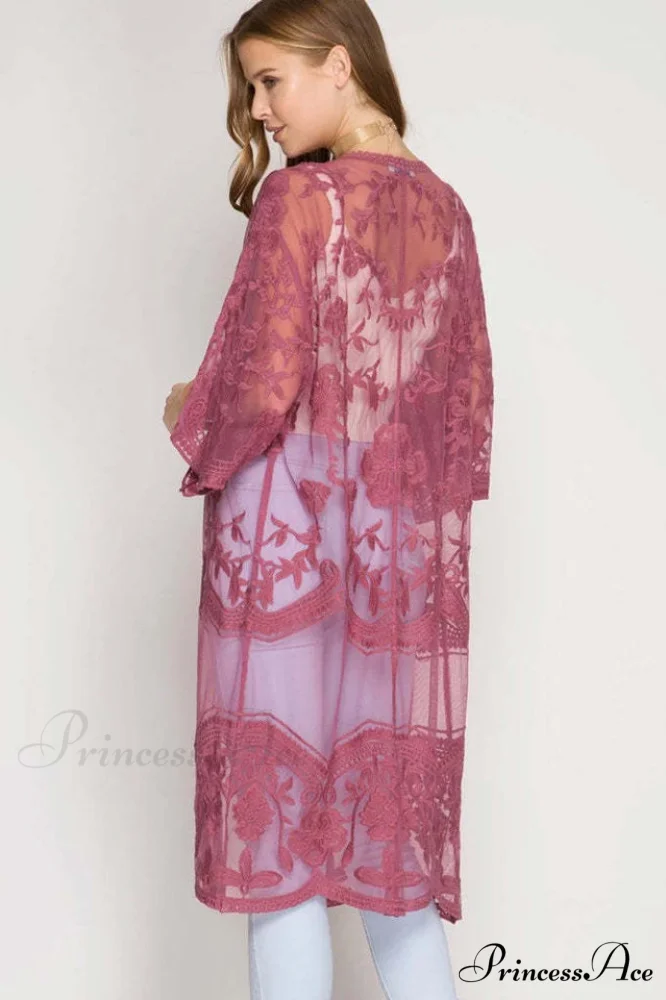 Hollow Out Lace Charming Kimono Cover Up - Image 44
