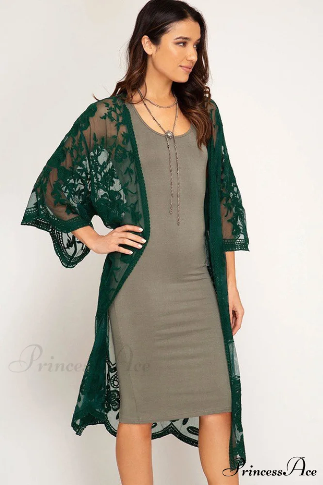Hollow Out Lace Charming Kimono Cover Up - Image 47