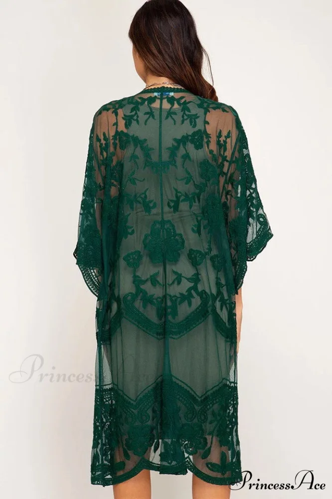 Hollow Out Lace Charming Kimono Cover Up - Image 48