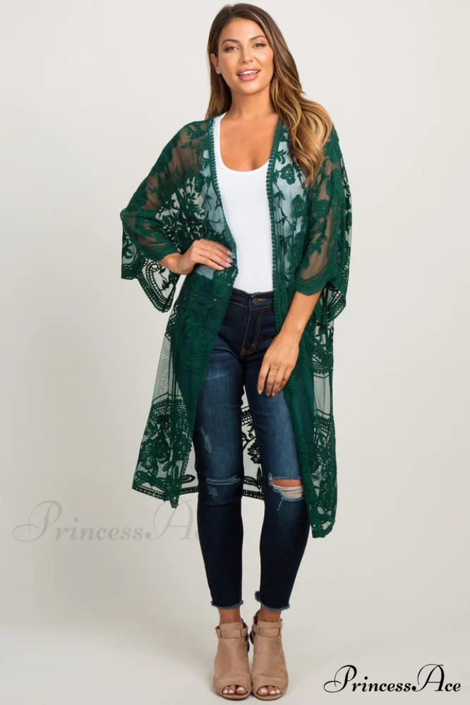 Hollow Out Lace Charming Kimono Cover Up - Image 49