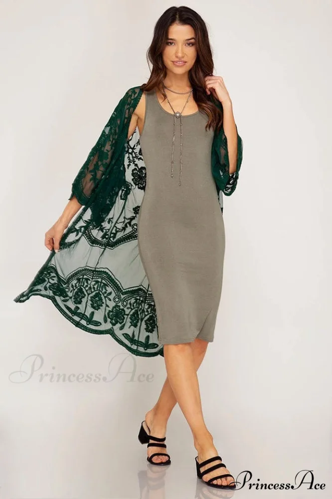 Hollow Out Lace Charming Kimono Cover Up - Image 50