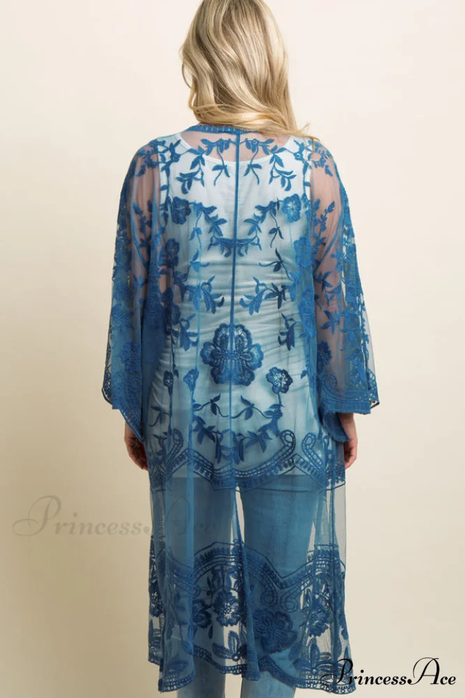 Hollow Out Lace Charming Kimono Cover Up - Image 54
