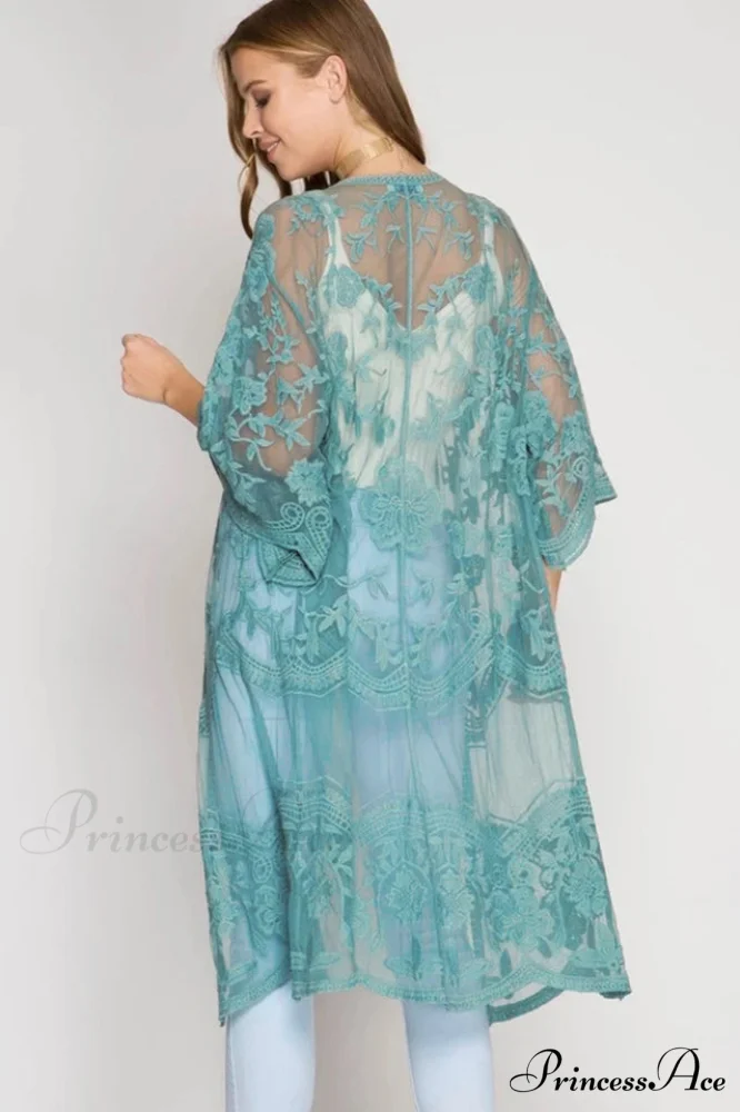 Hollow Out Lace Charming Kimono Cover Up - Image 9