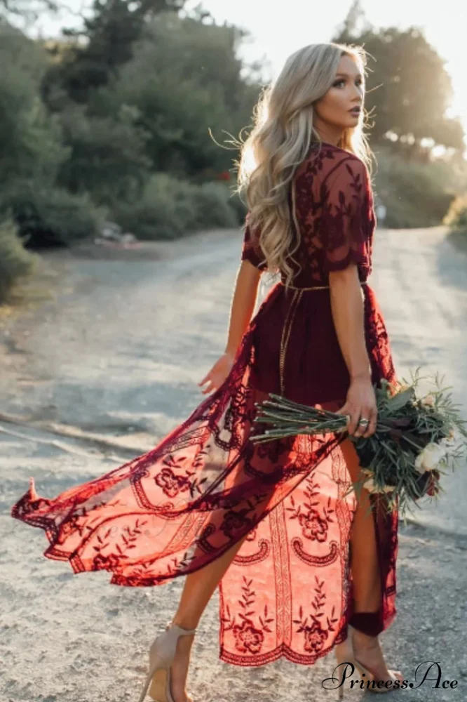 Lace V-neck Short Charming Sleeve Cover Up - Image 2