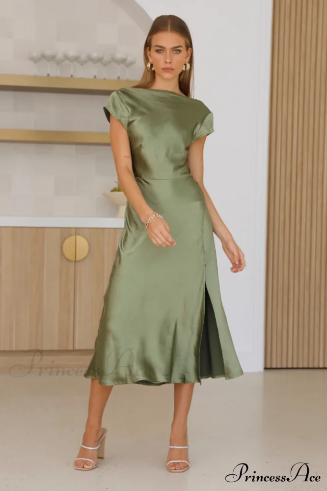 Get In Formation Charming Satin Midi Dress - Image 6