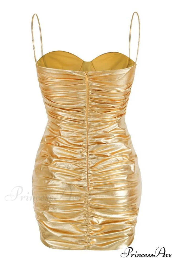 Corin Ruched Stylish Metallic Minidress - Image 10