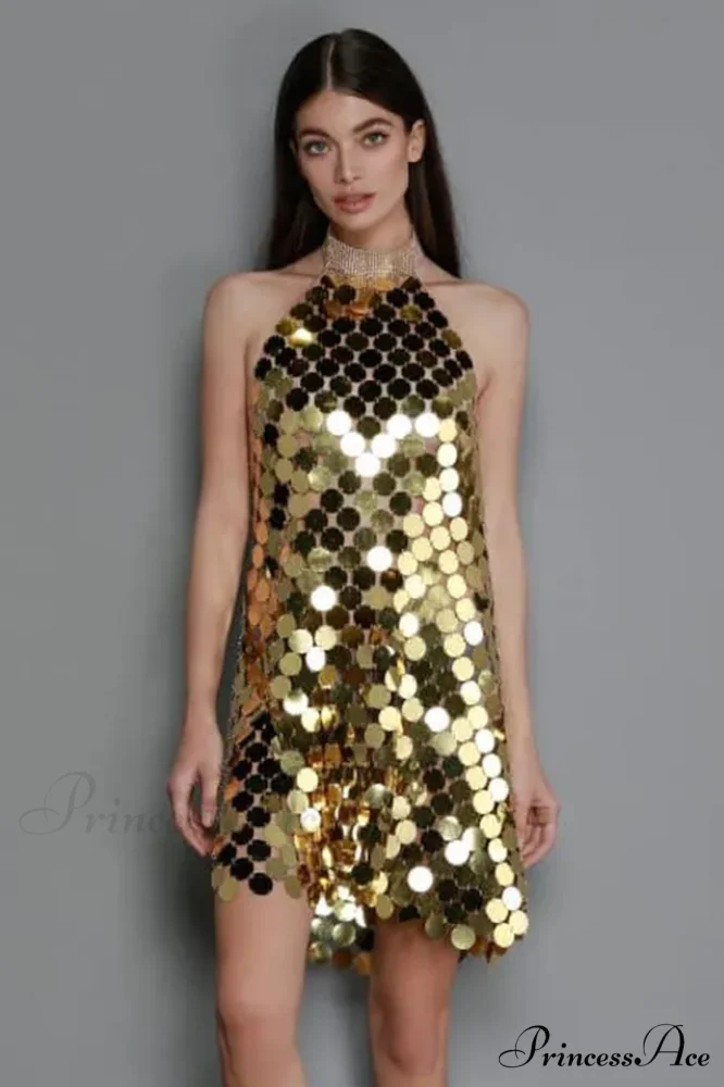 Kimora Halterneck Stylish Chainmail Mini Dress - Image 12