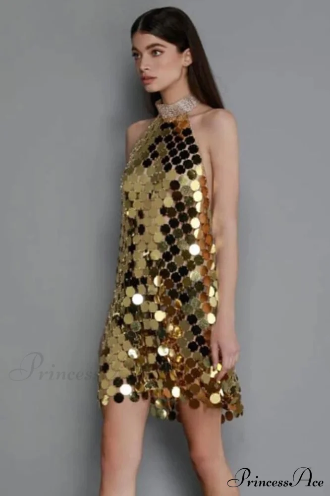 Kimora Halterneck Stylish Chainmail Mini Dress - Image 13