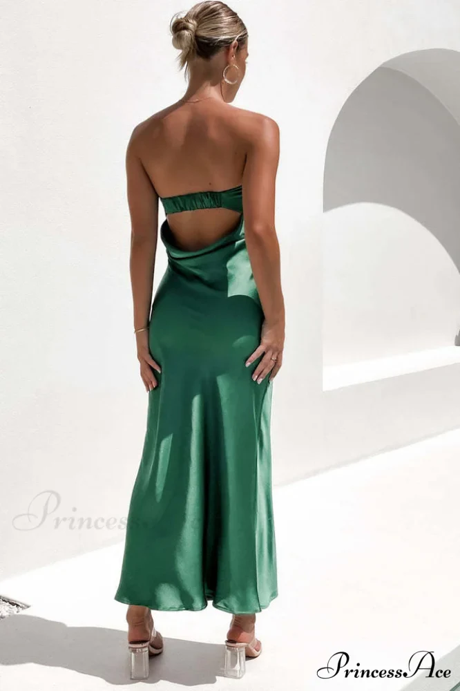 Half Open Back Charming Sleeveless Silky Dress - Image 18