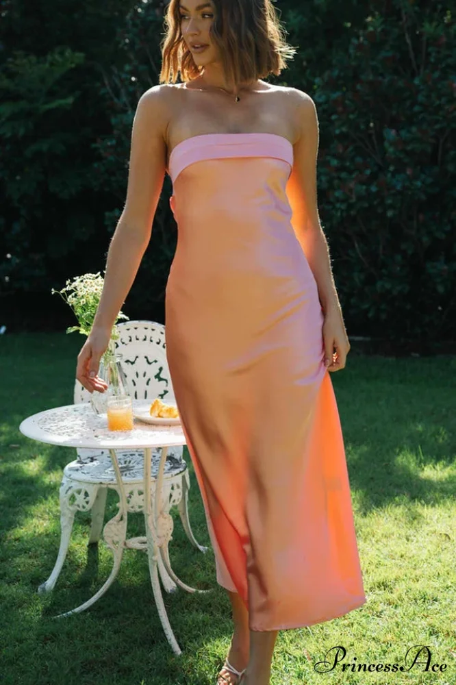 Half Open Back Charming Sleeveless Silky Dress - Image 29