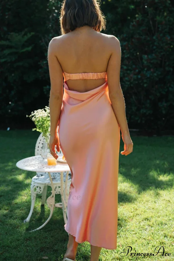 Half Open Back Charming Sleeveless Silky Dress - Image 31