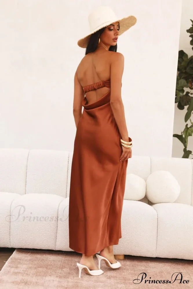 Half Open Back Charming Sleeveless Silky Dress - Image 8