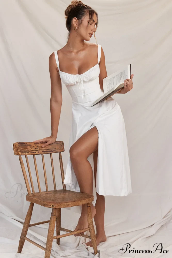 Carmen White Stylish Bustier Sundress - Image 12