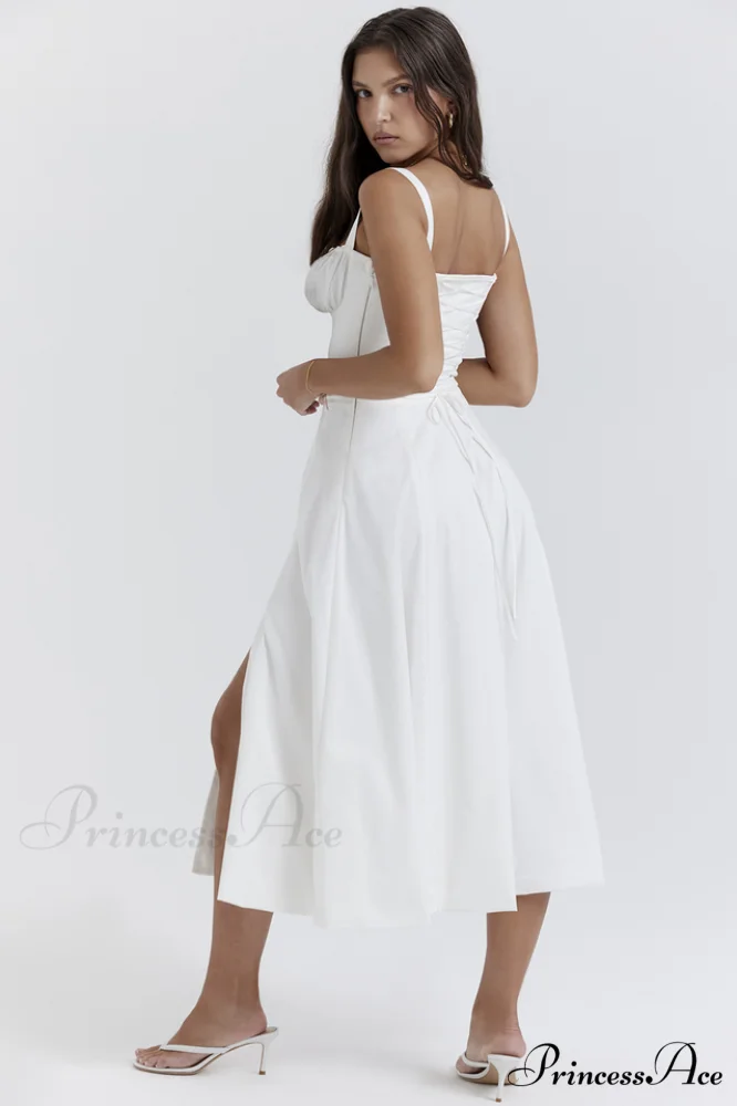 Carmen White Stylish Bustier Sundress - Image 2