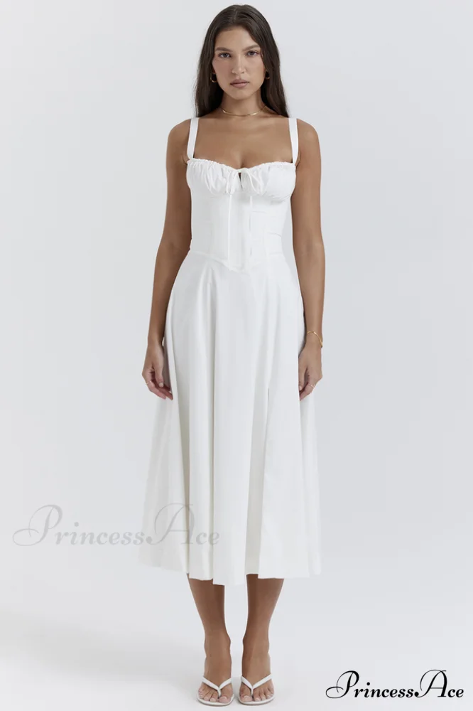 Carmen White Stylish Bustier Sundress - Image 3