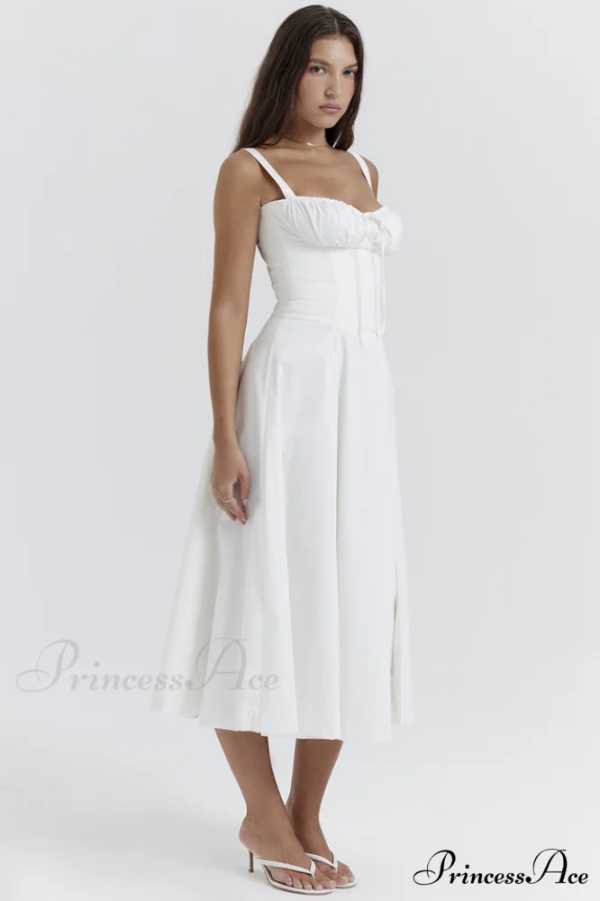 Carmen White Stylish Bustier Sundress - Image 4