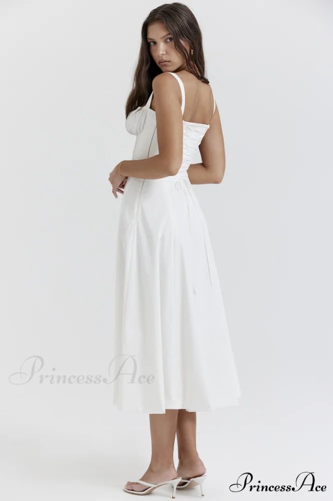 Carmen White Stylish Bustier Sundress - Image 5