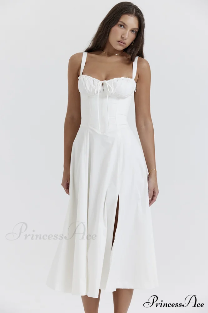 Carmen White Stylish Bustier Sundress - Image 6