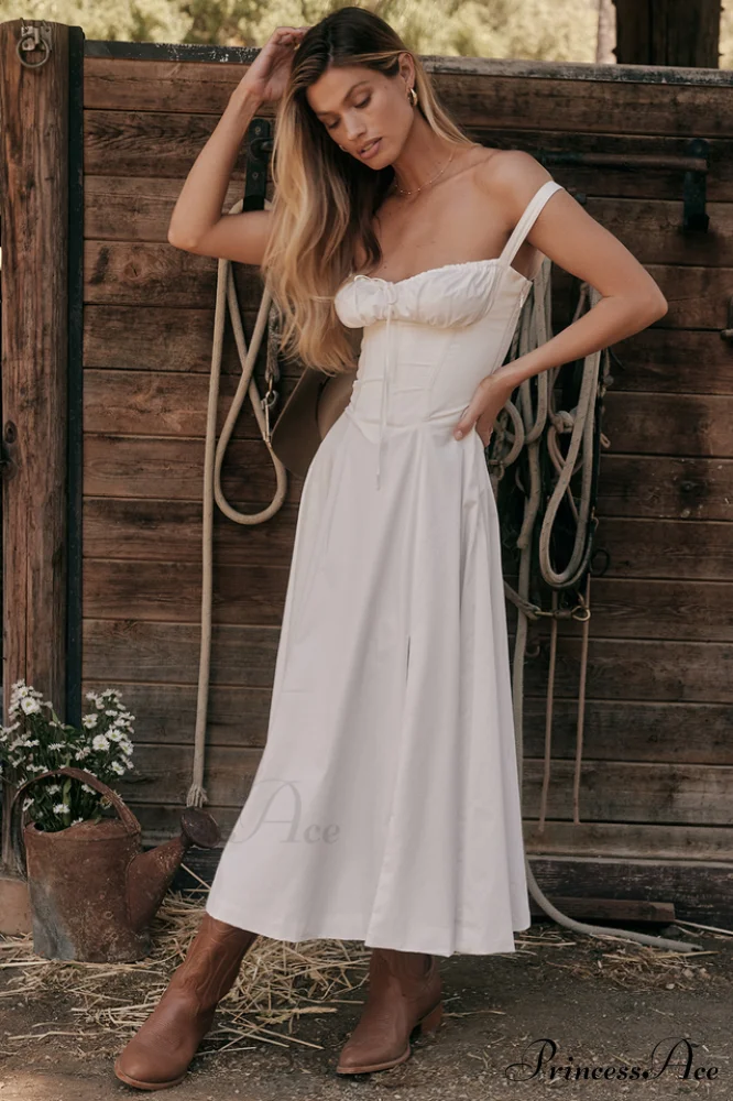 Carmen White Stylish Bustier Sundress - Image 9