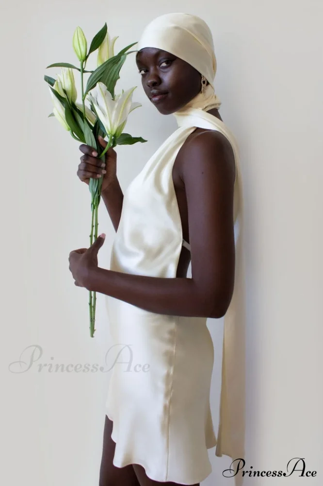Astrella Neck Wrap Charming Midi A-Line Dress - Image 2