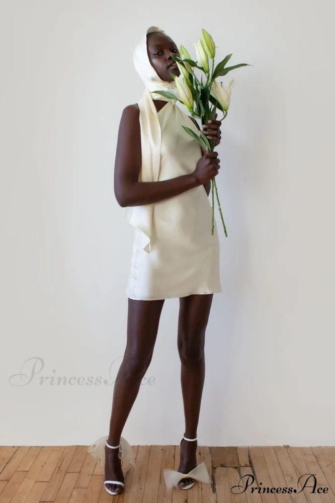 Astrella Neck Wrap Charming Midi A-Line Dress - Image 4