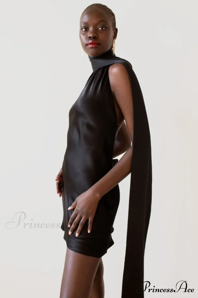 Astrella Neck Wrap Charming Midi A-Line Dress - Image 5