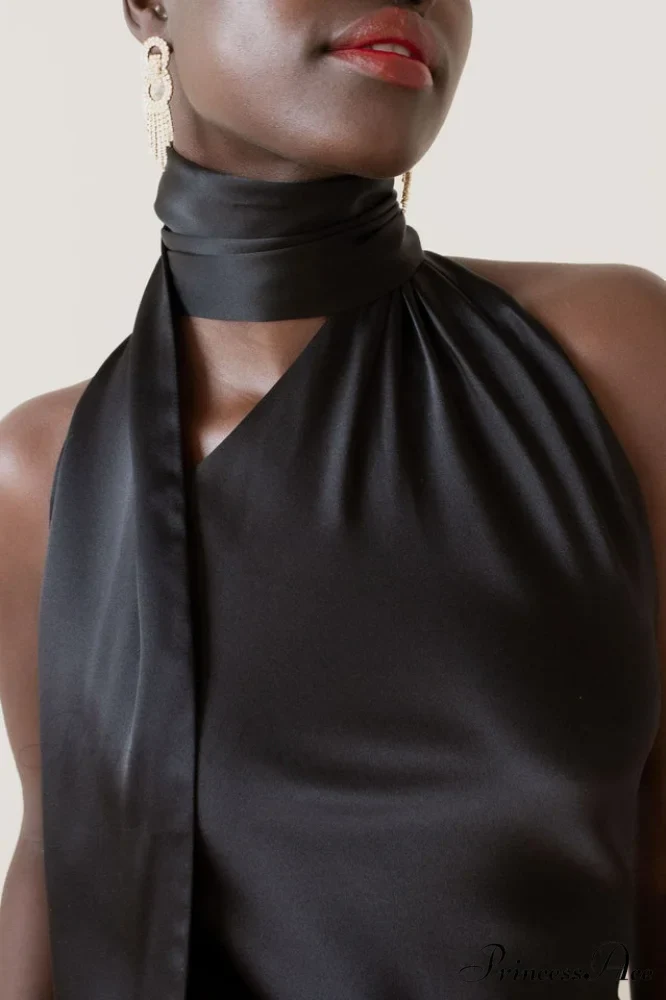 Astrella Neck Wrap Charming Midi A-Line Dress - Image 6