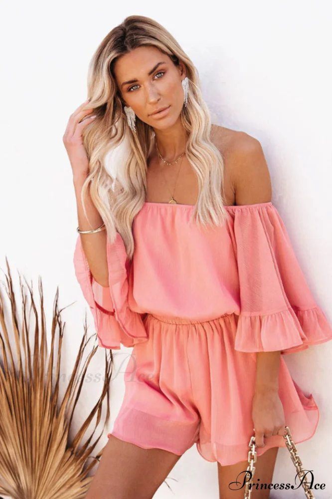 Flounced Sleeve Stylish Off Shoulder Romper - Image 11