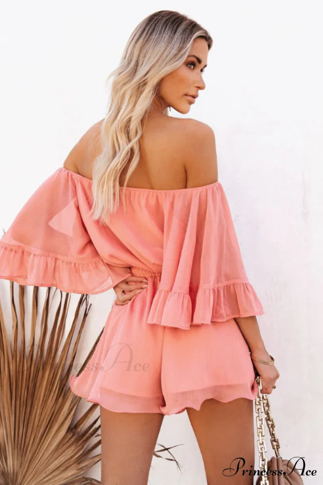 Flounced Sleeve Stylish Off Shoulder Romper - Image 13