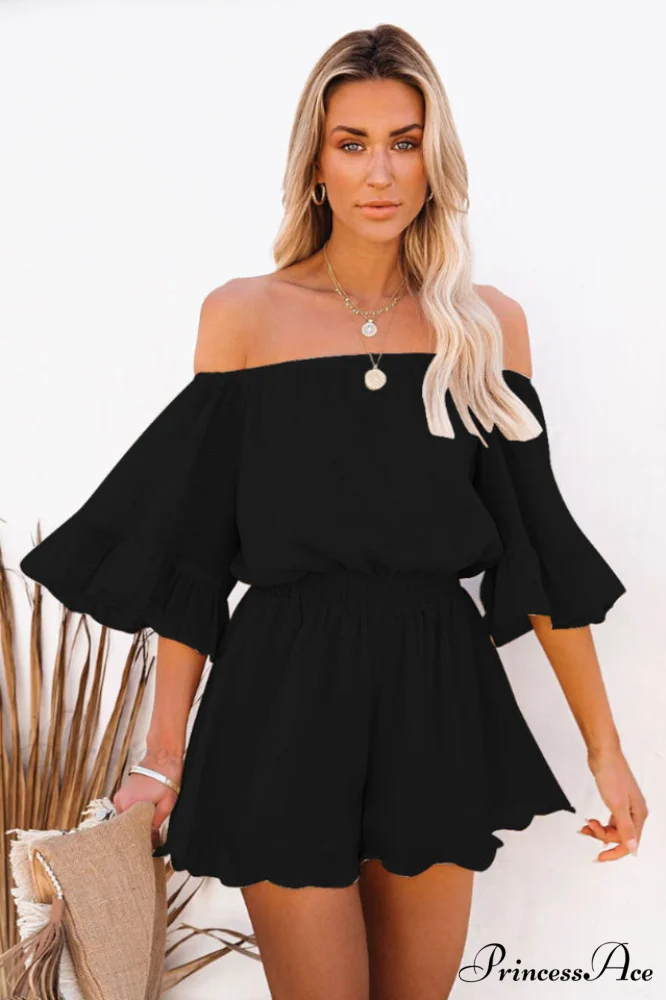 Flounced Sleeve Stylish Off Shoulder Romper - Image 15