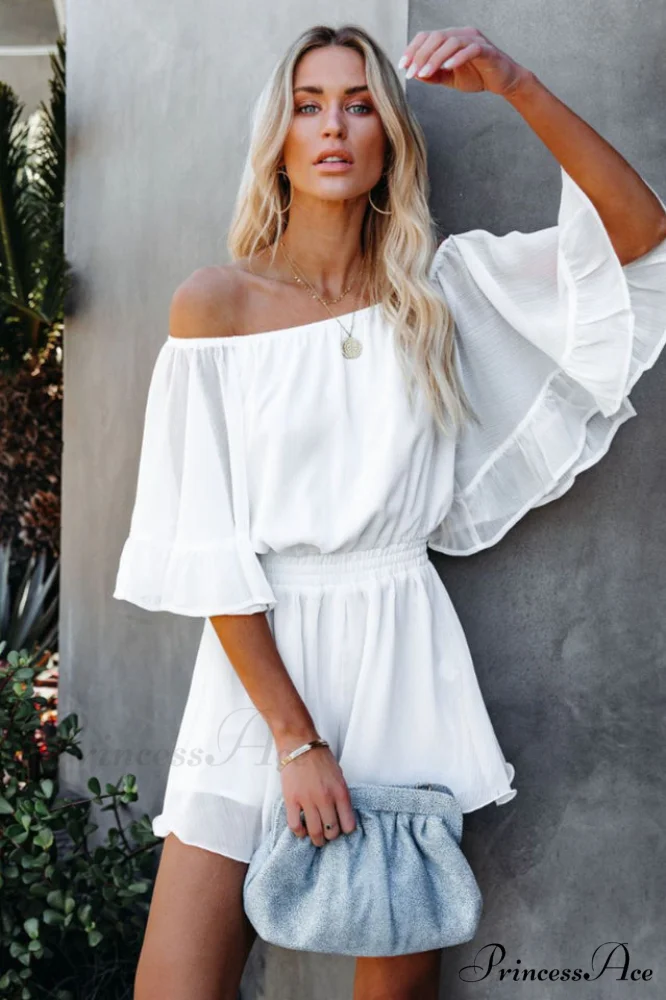 Flounced Sleeve Stylish Off Shoulder Romper - Image 2