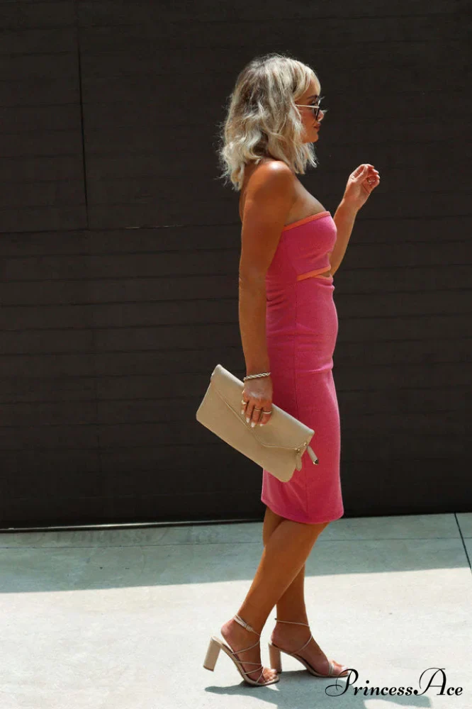 Adelaide Stripe Cutout Charming Rib Midi Tube Dress - Image 19