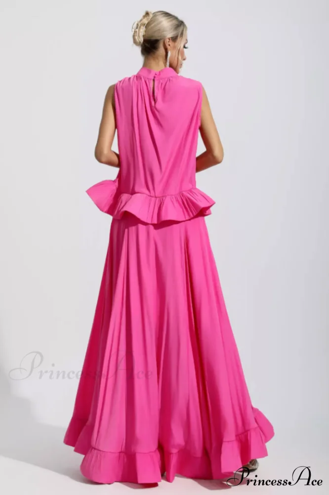 Elaine Pink Sleeveless Charming Ruffle Mermaid Set - Image 4