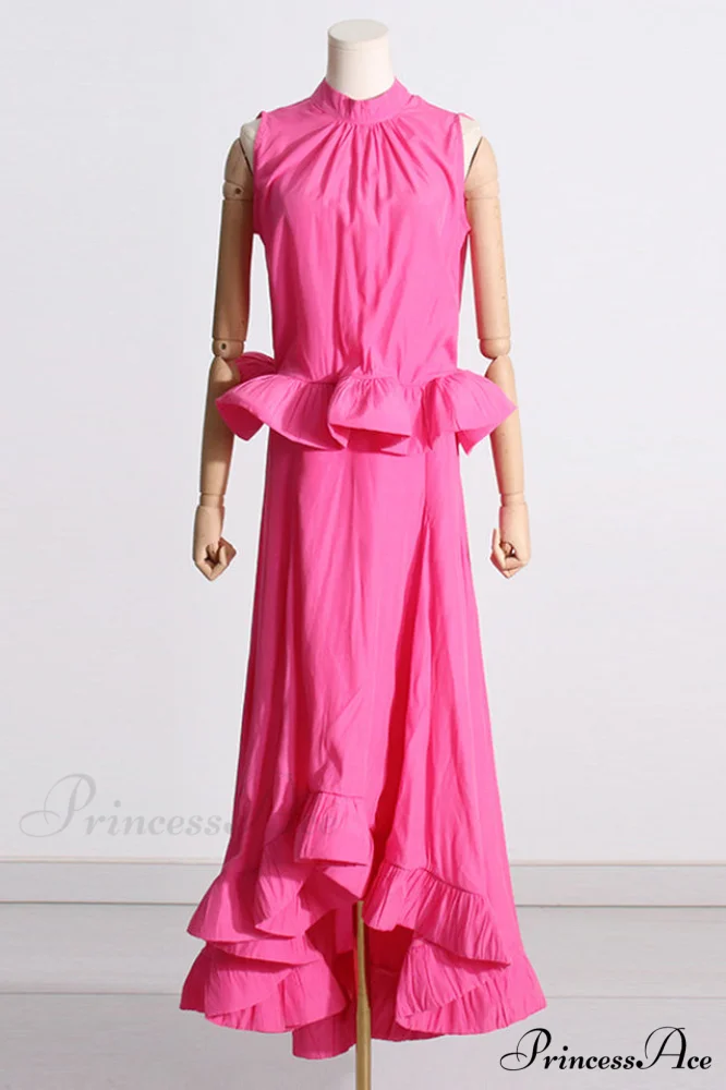 Elaine Pink Sleeveless Charming Ruffle Mermaid Set - Image 8