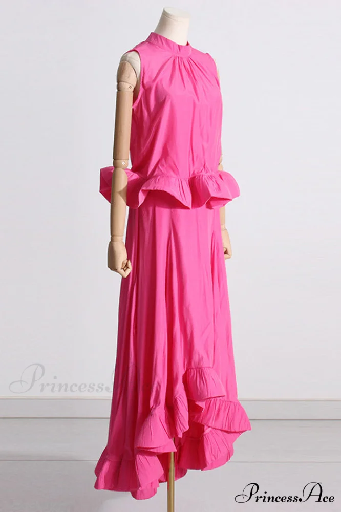 Elaine Pink Sleeveless Charming Ruffle Mermaid Set - Image 9