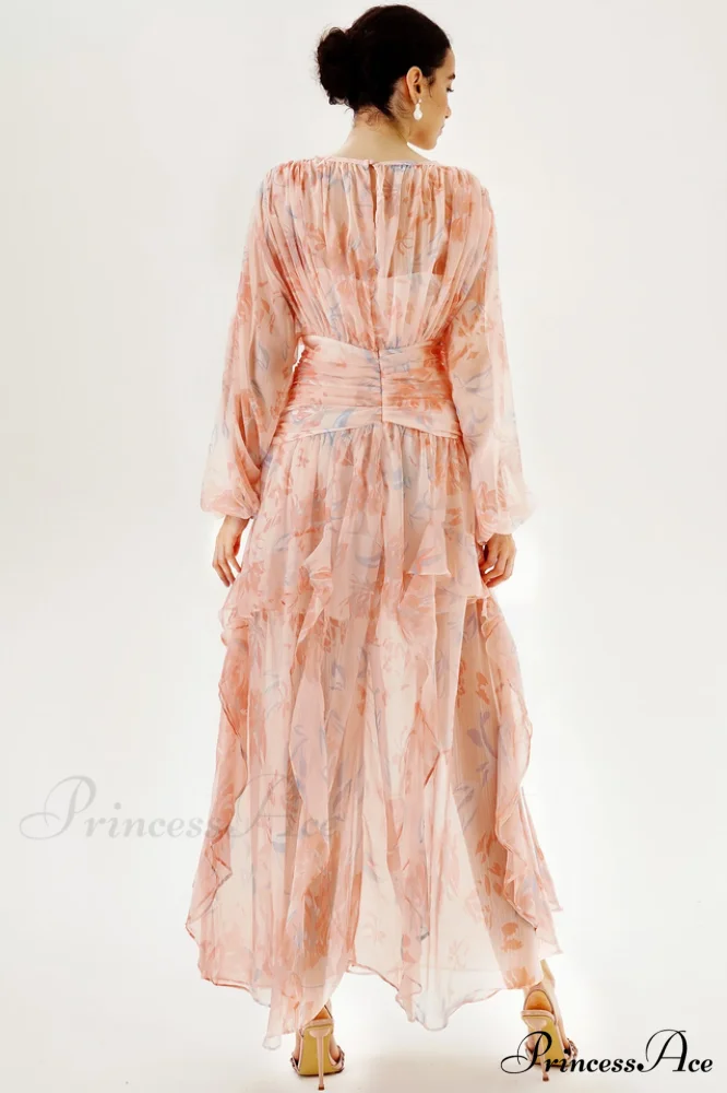 Faye Round Neck Charming Balloon Sleeve Maxi Dress - Image 2