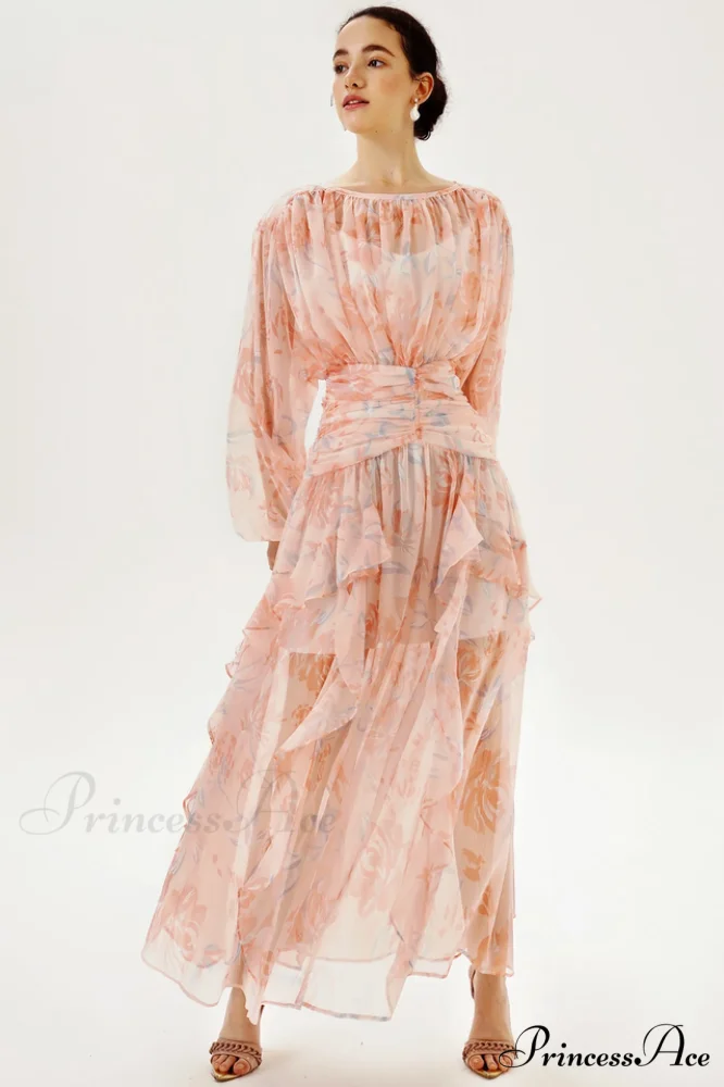 Faye Round Neck Charming Balloon Sleeve Maxi Dress - Image 3