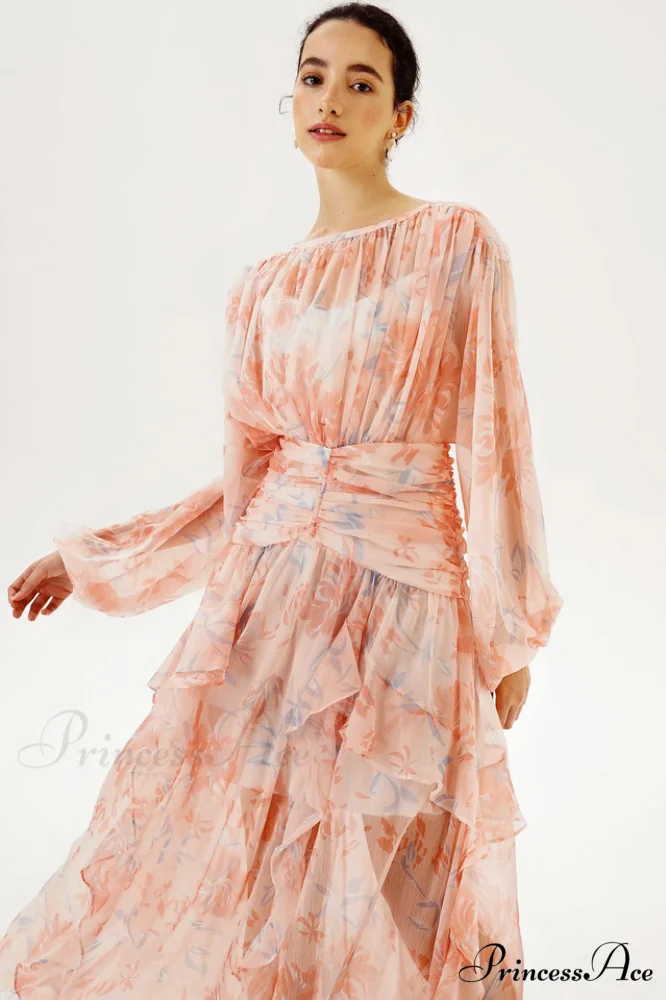Faye Round Neck Charming Balloon Sleeve Maxi Dress - Image 4