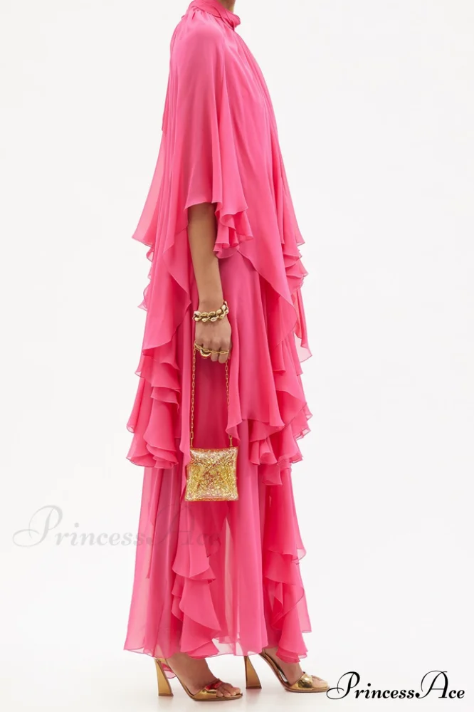 Layered Elegant Silk-Georgette Gown - Image 2