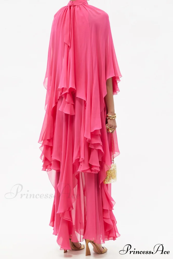 Layered Elegant Silk-Georgette Gown - Image 3