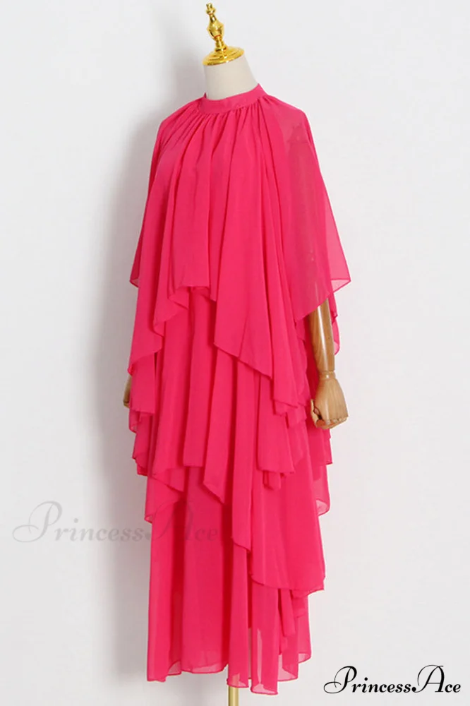 Layered Elegant Silk-Georgette Gown - Image 5