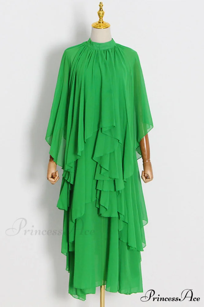Layered Elegant Silk-Georgette Gown - Image 7