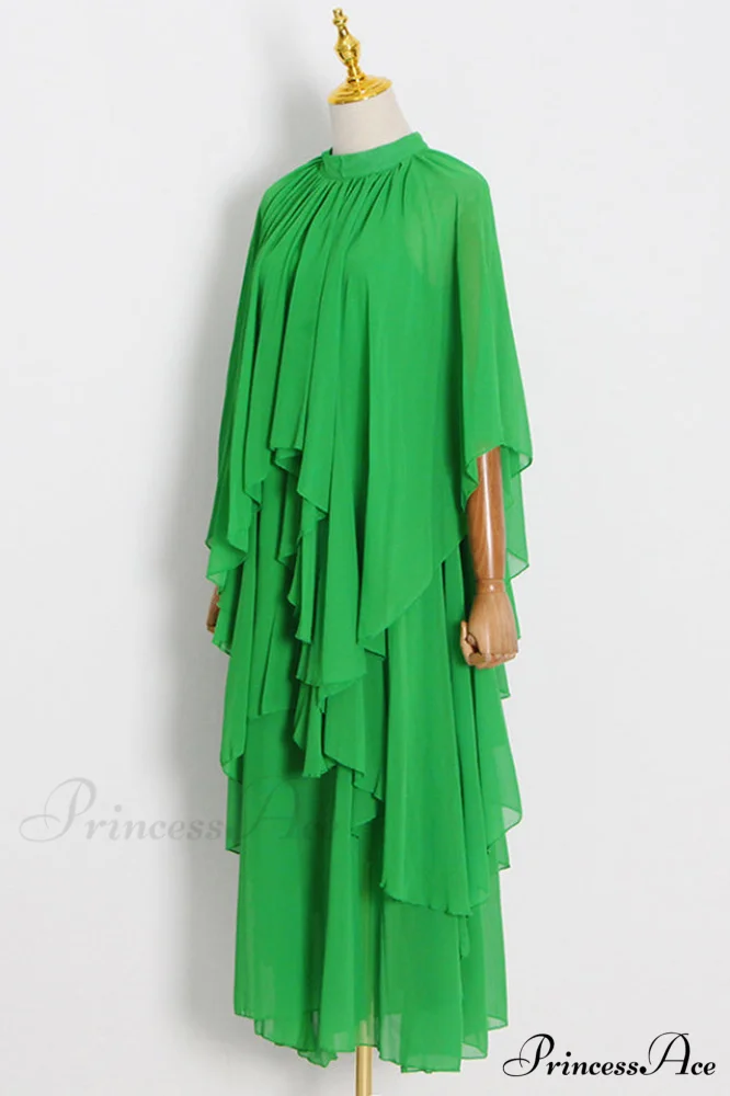 Layered Elegant Silk-Georgette Gown - Image 8