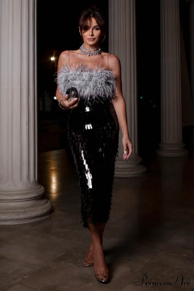 Aleyna Feather Top Charming + Sequin Skirt Set - Image 2