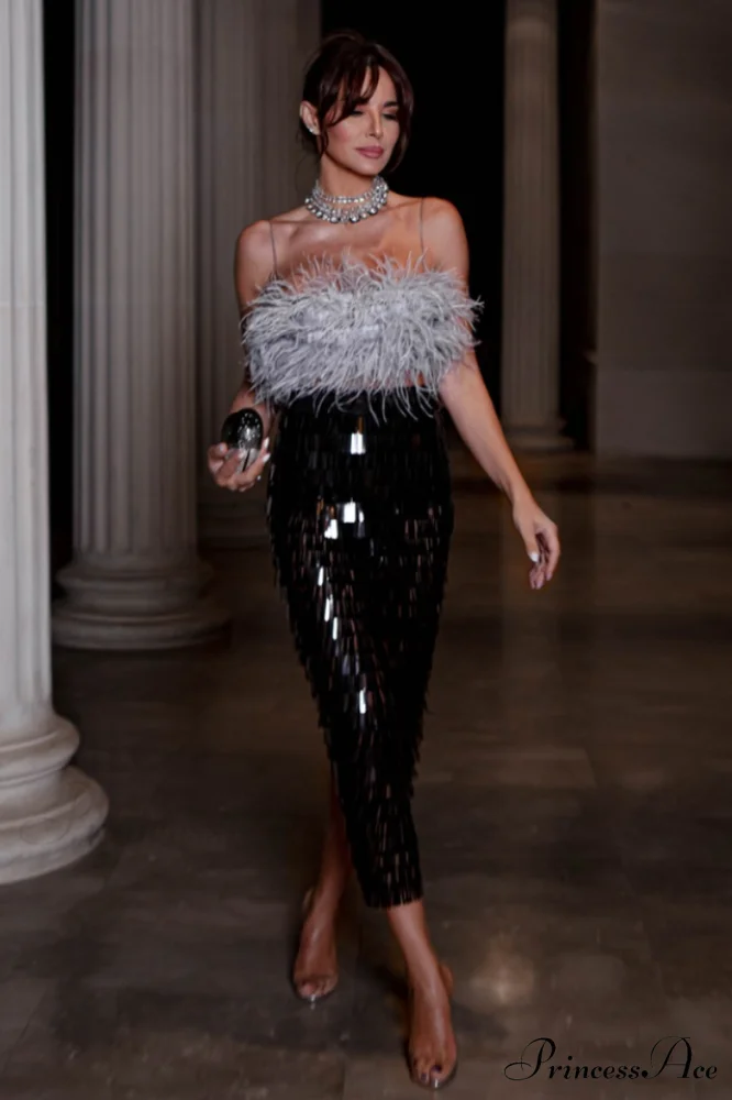 Aleyna Feather Top Charming + Sequin Skirt Set - Image 3