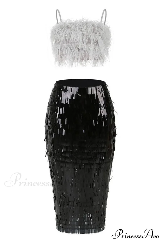Aleyna Feather Top Charming + Sequin Skirt Set - Image 7